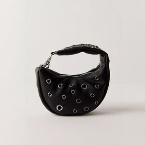 Free People Baby Carryall Bag Charm Black Grommet Crescent NWT